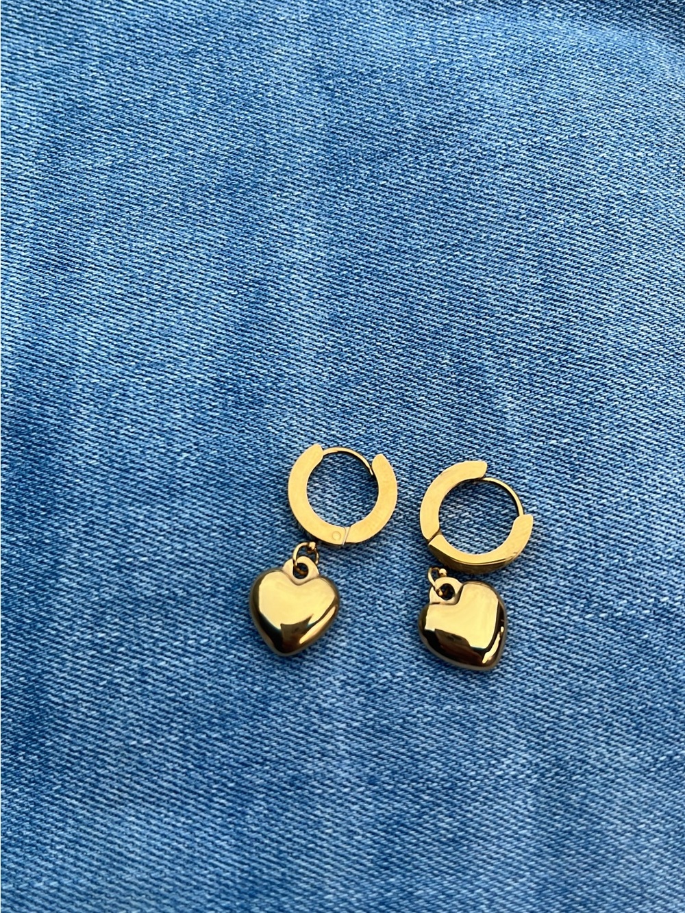 Gold Heart Huggie Hoop Earrings - Women's Jewelry Stainless Steel